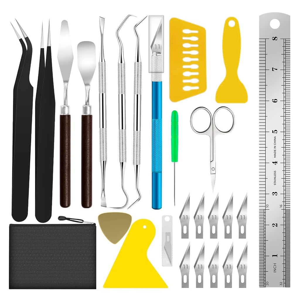 HASTHIP 26Pcs DIY Leather Crafting Tools Carving Tools with Tool Bag Stainless Steel Carving Tool DIY Crafting Tools for Leather Crafting Clay Crafting, Wooden Crafting HASTHIP 26Pcs DIY Leather Crafting Tools Carving Tools with Tool Bag Stainless Steel Carving Tool DIY Crafting Tools for Leather Crafting Clay Crafting, Wooden Crafting